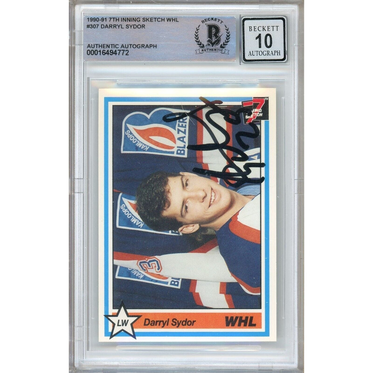 Darryl Sydor Inning Sketch Signed Trading Card Beckett BGS