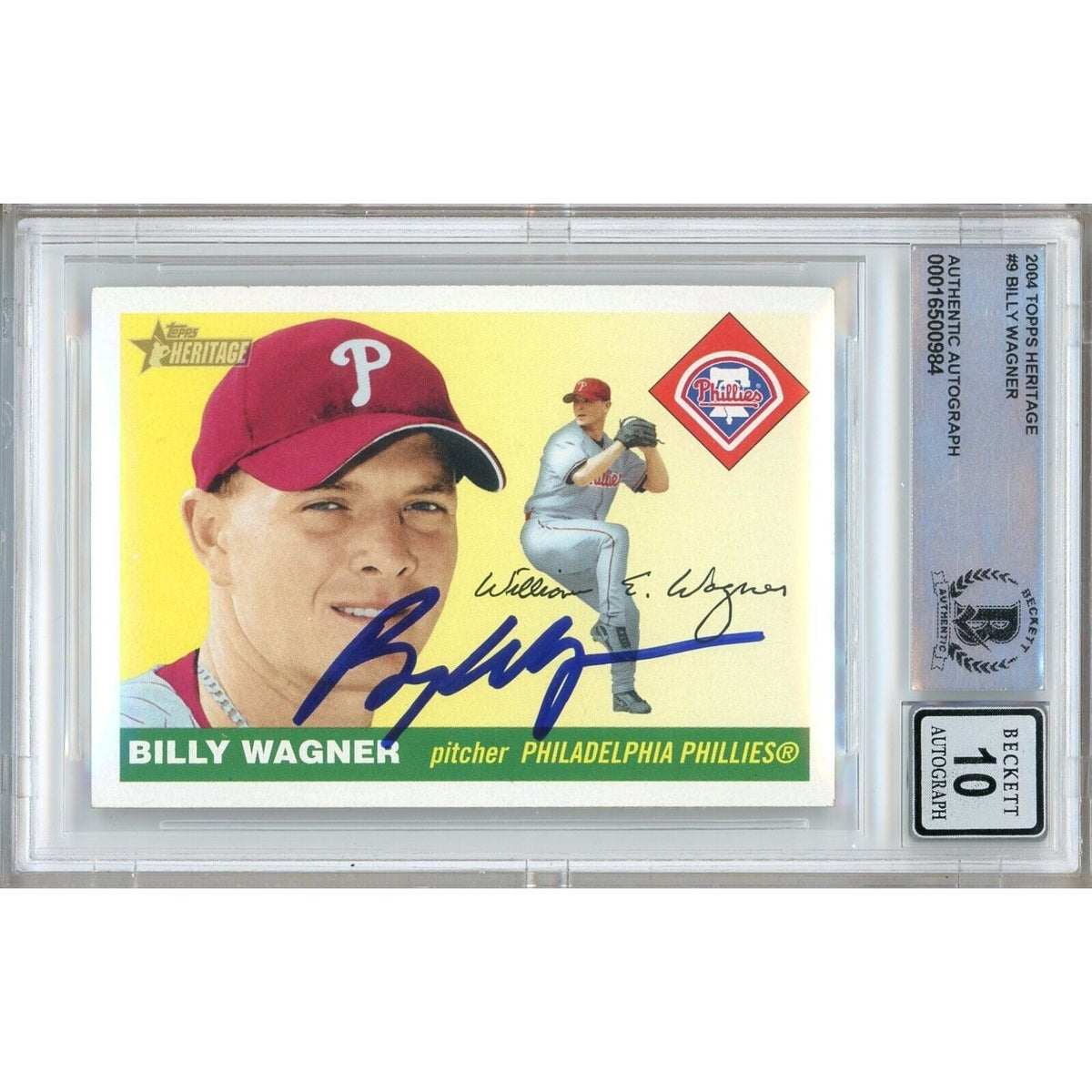 Billy Wagner Topps Heritage Autographed Trading Card Beckett BGS