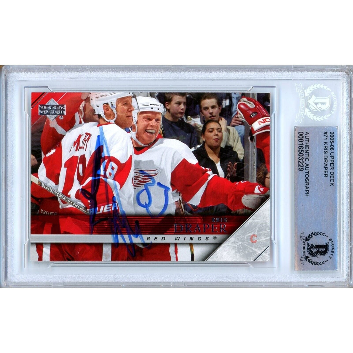 Kris Draper Upper Deck Autographed Trading Card Beckett BAS