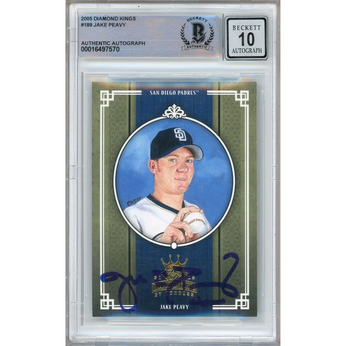 Jake Peavy Donruss Diamond Kings Autographed Trading Card Beckett BGS
