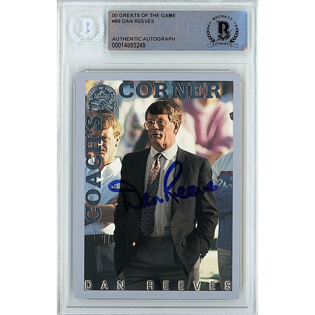 Dan Reeves Fleer Coaches Corner Autographed Trading Card Beckett BAS