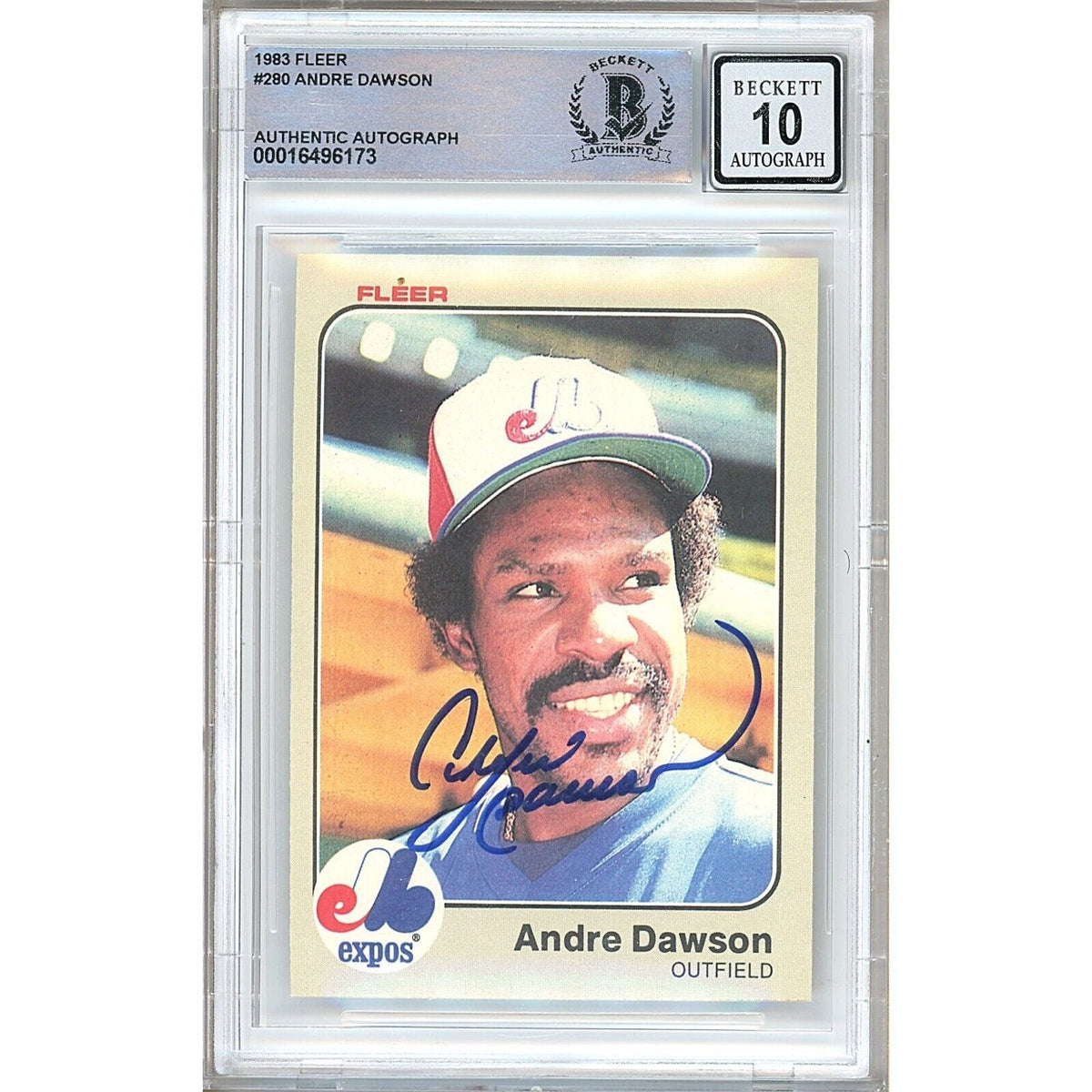 Andre Dawson Montreal Expos Autographed Trading Card Beckett BGS