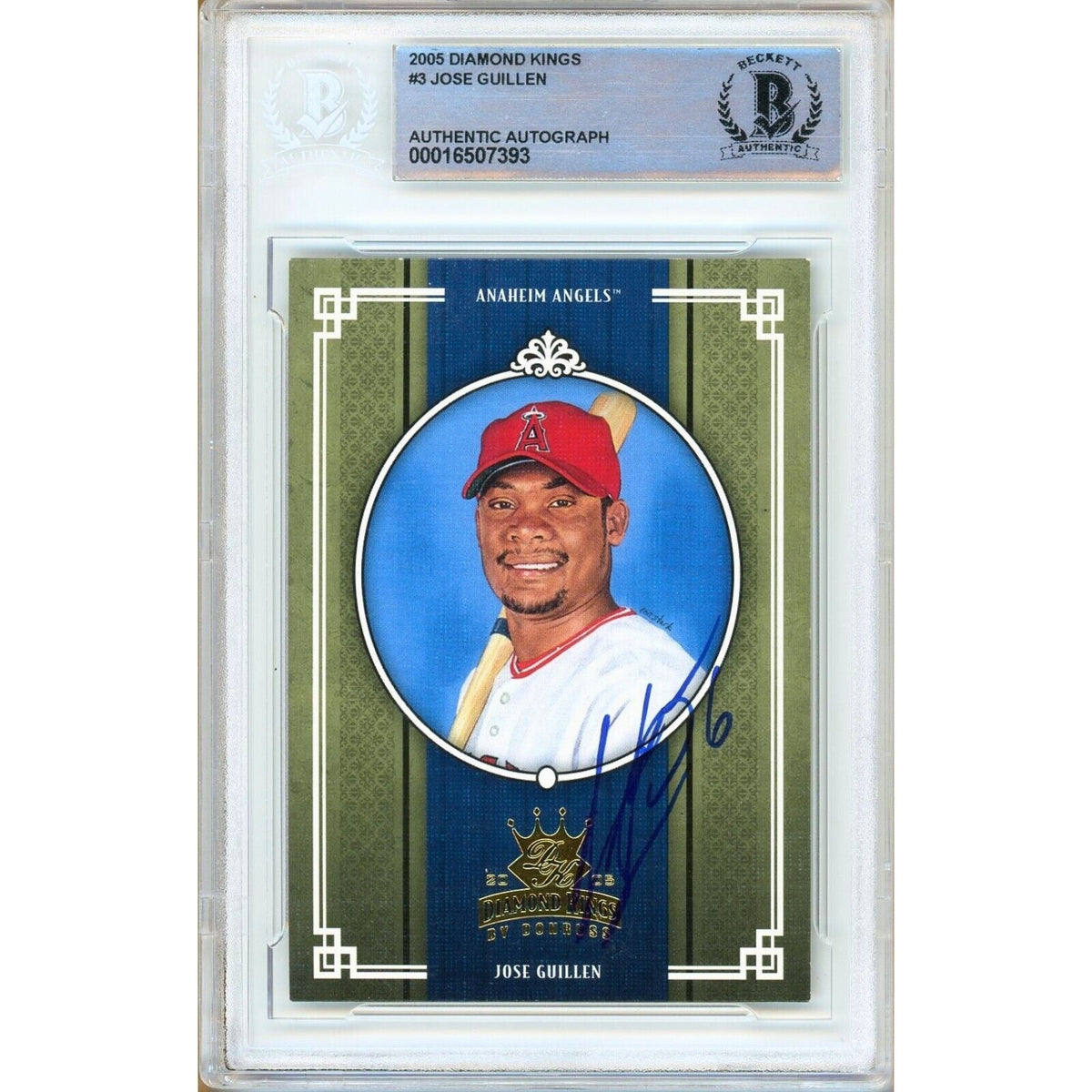 Jose Guillen Donruss Diamond Kings Autographed Trading Card Beckett BAS