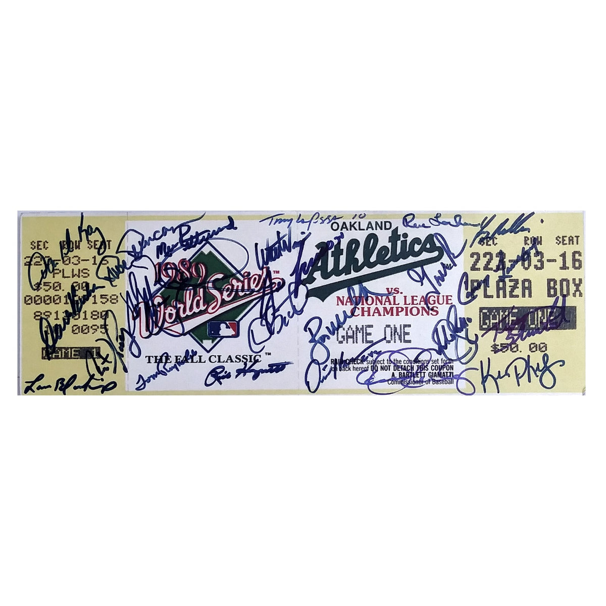 Oakland Athletics Signed World Series Autographed Cut Signature Beckett BAS