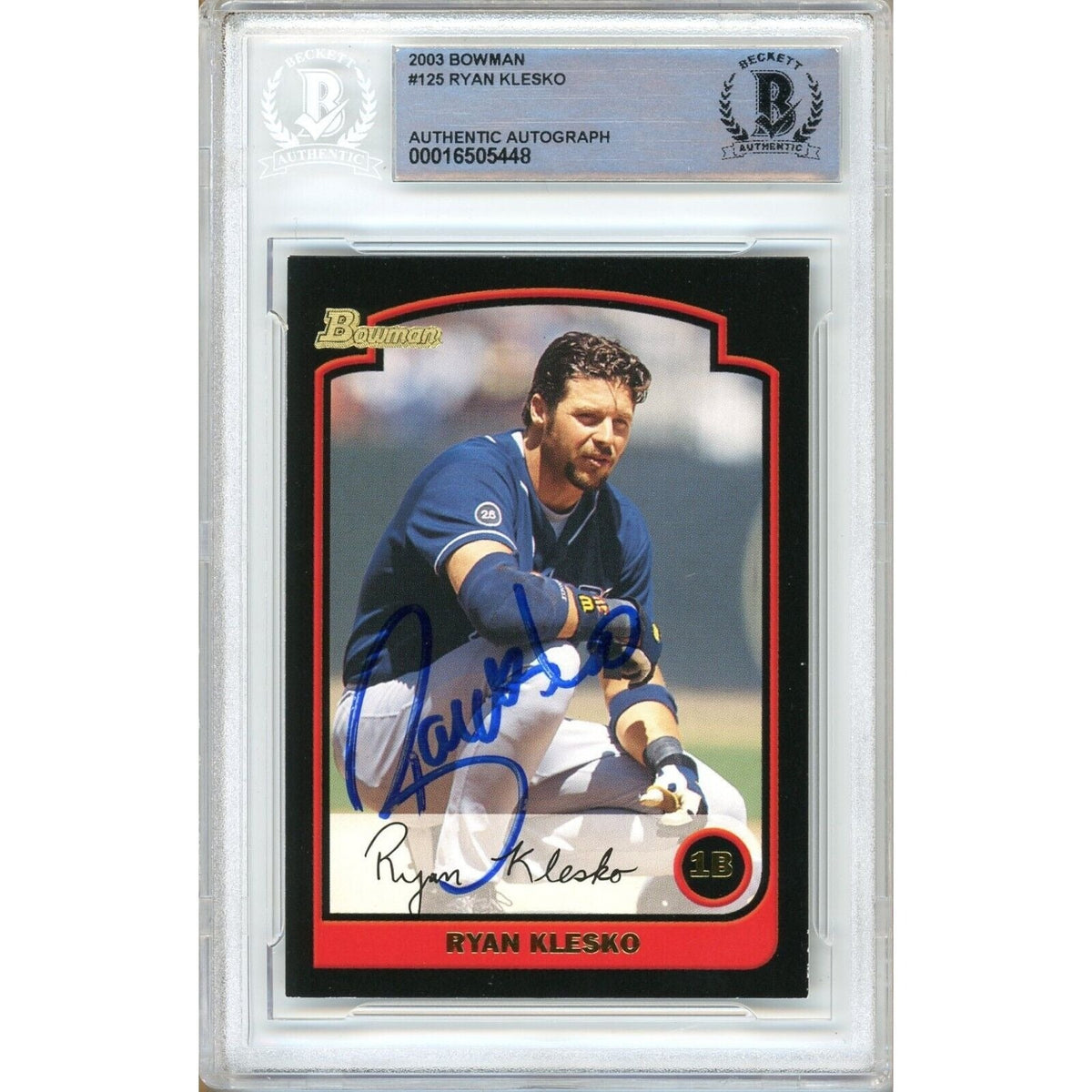 Ryan Klesko San Diego Padres Autographed Trading Card Beckett BAS