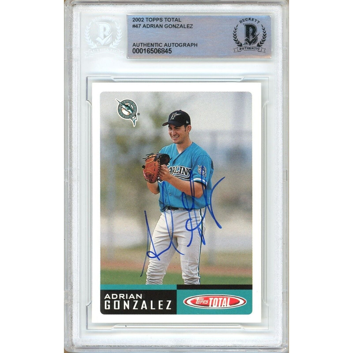 Adrian Gonzalez Topps Total Autographed Trading Card Beckett BAS