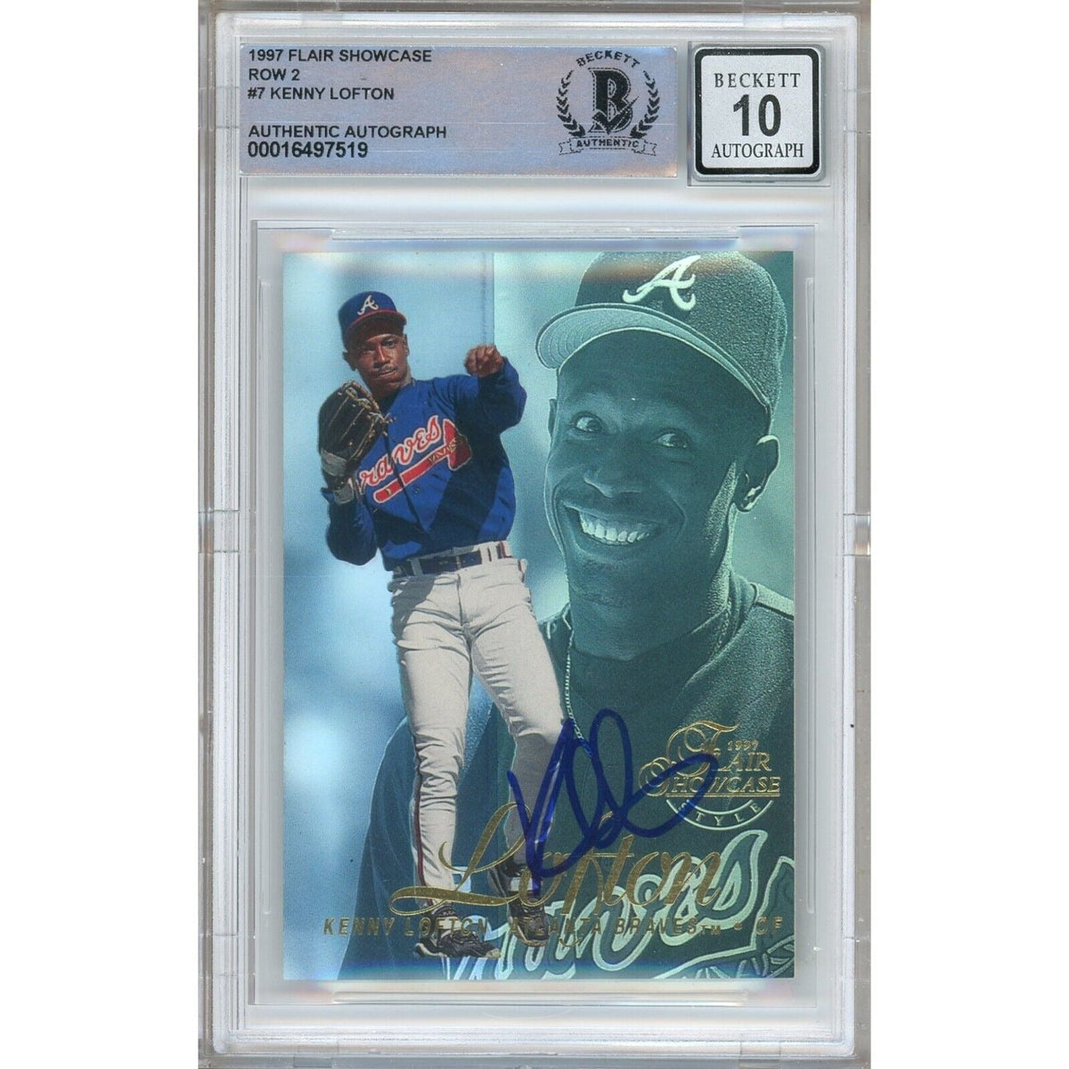 Kenny Lofton Fleer Flair Showcase Row Autographed Trading Card Beckett BGS
