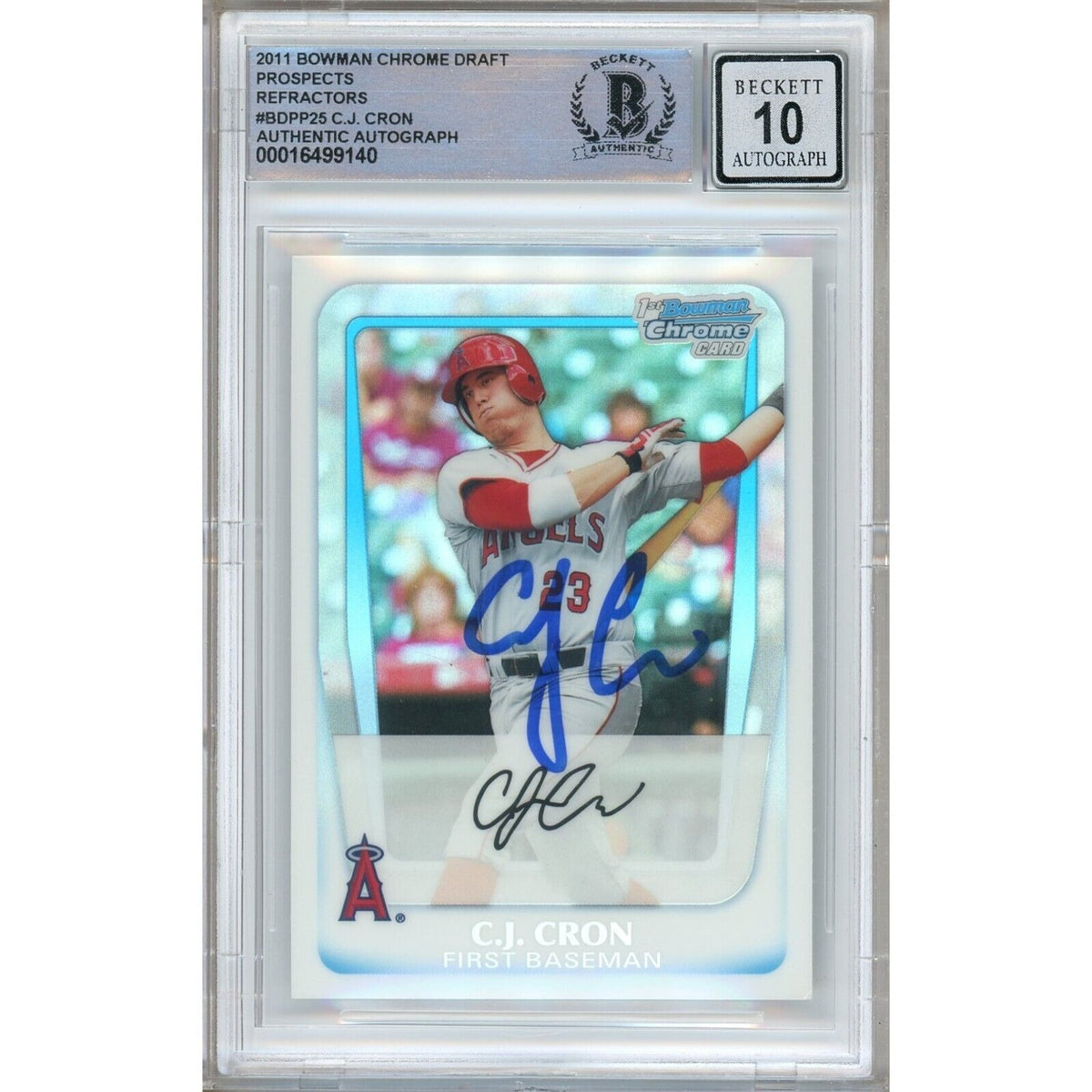 Cj Cron Bowman Draft Prospects Chrome Refractors Autographed Trading Card Beckett BGS