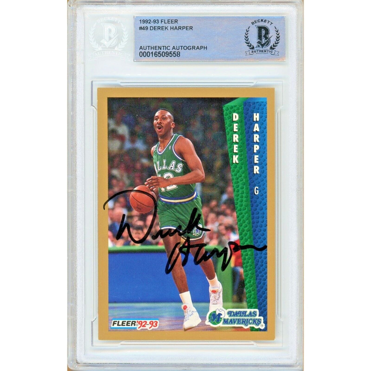 Derek Harper Dallas Mavericks Autographed Trading Card Beckett BAS
