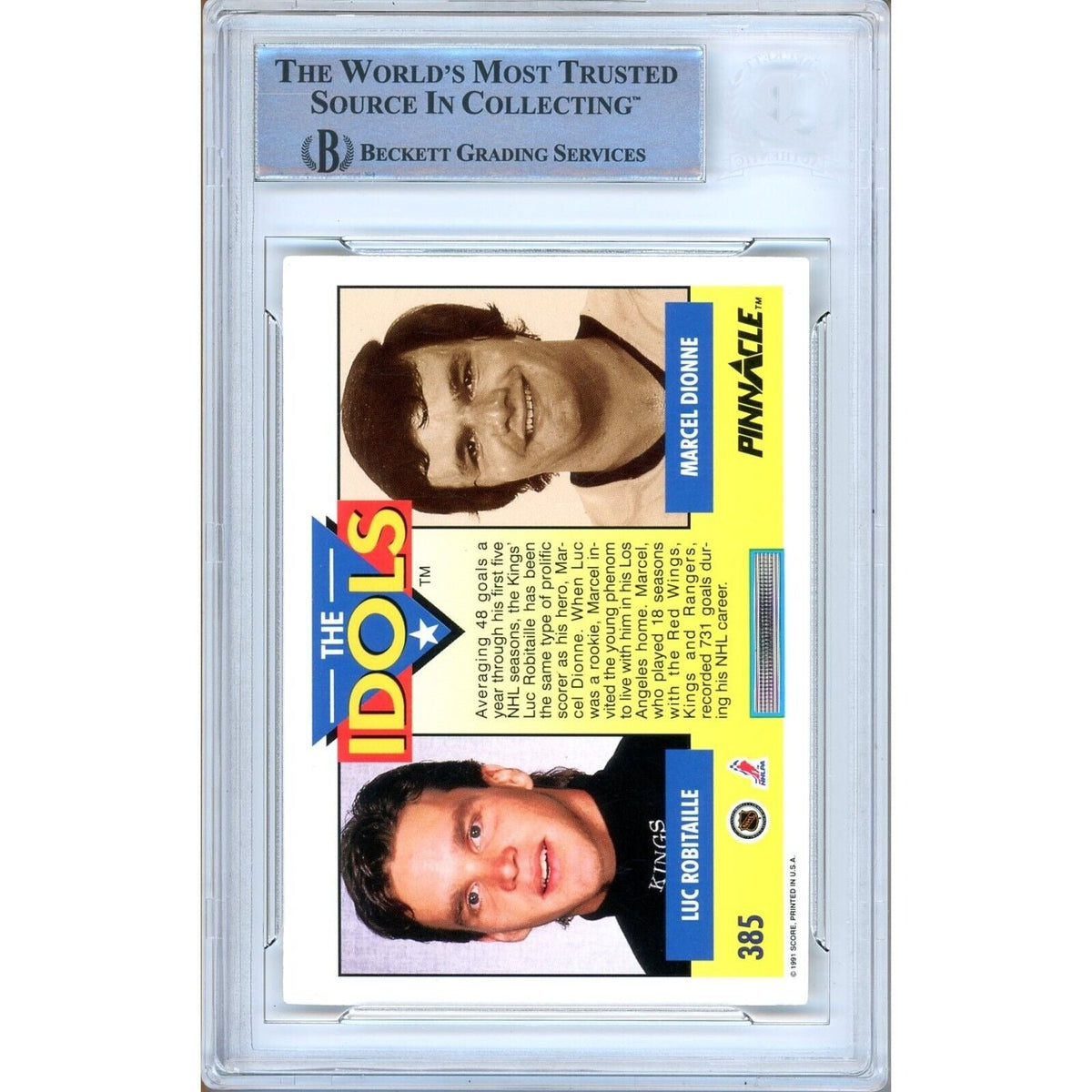 Luc Robitaille Pinnacle Idols Autograph Trading Card Beckett BAS