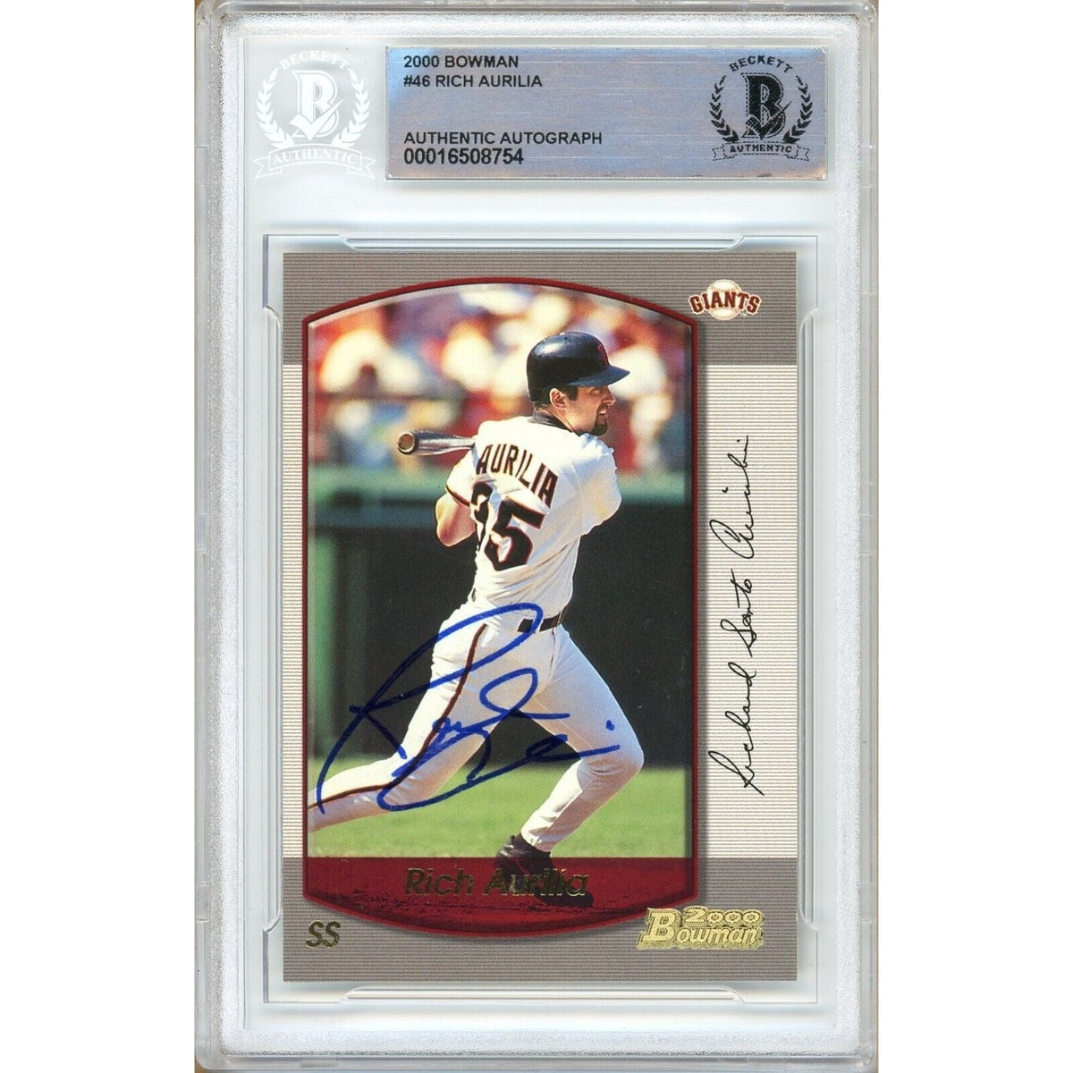 Rich Aurilia San Francisco Giants Autographed Trading Card Beckett BAS