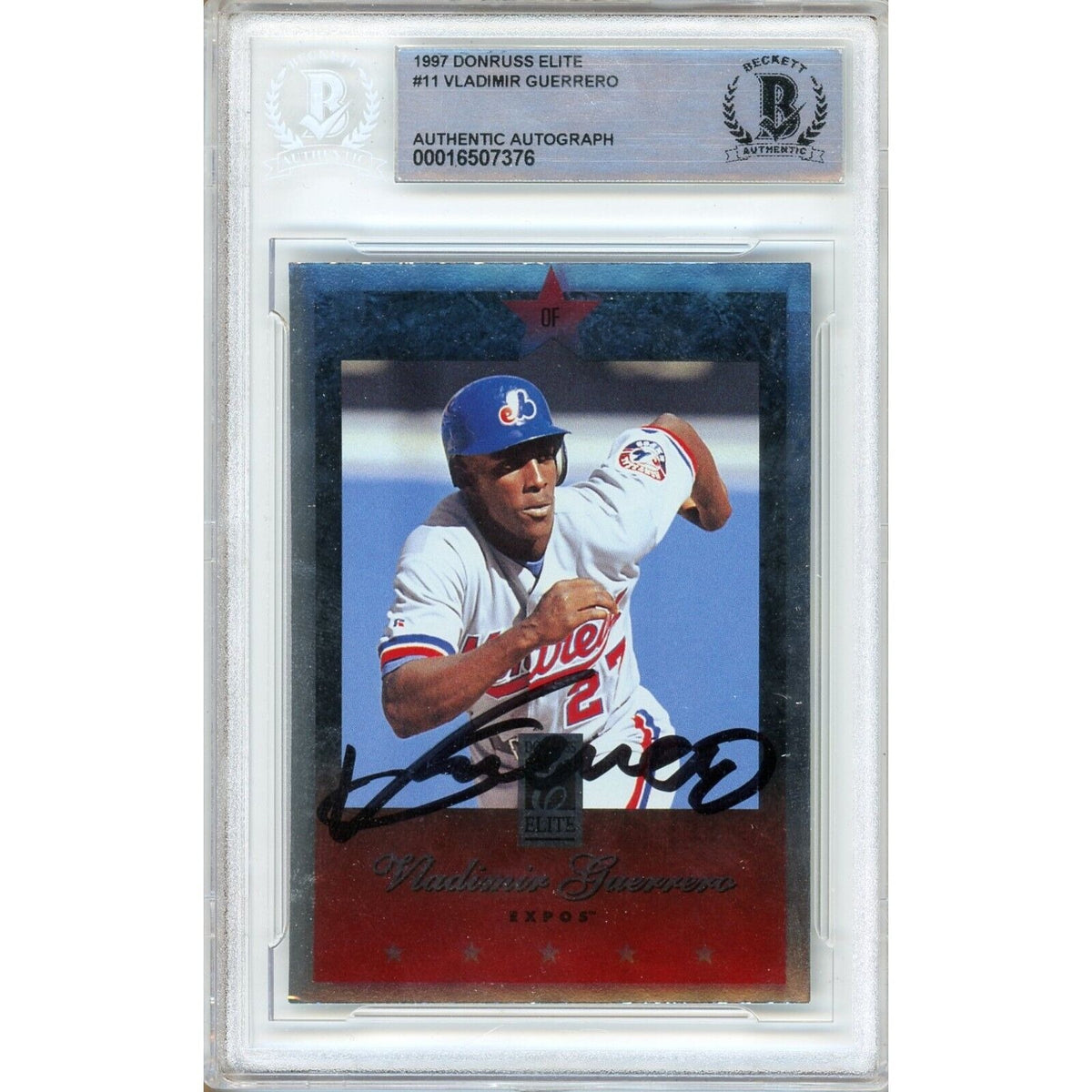 Vladimir Guerrero Montreal Expos Signed Autographed Trading Card Beckett BAS