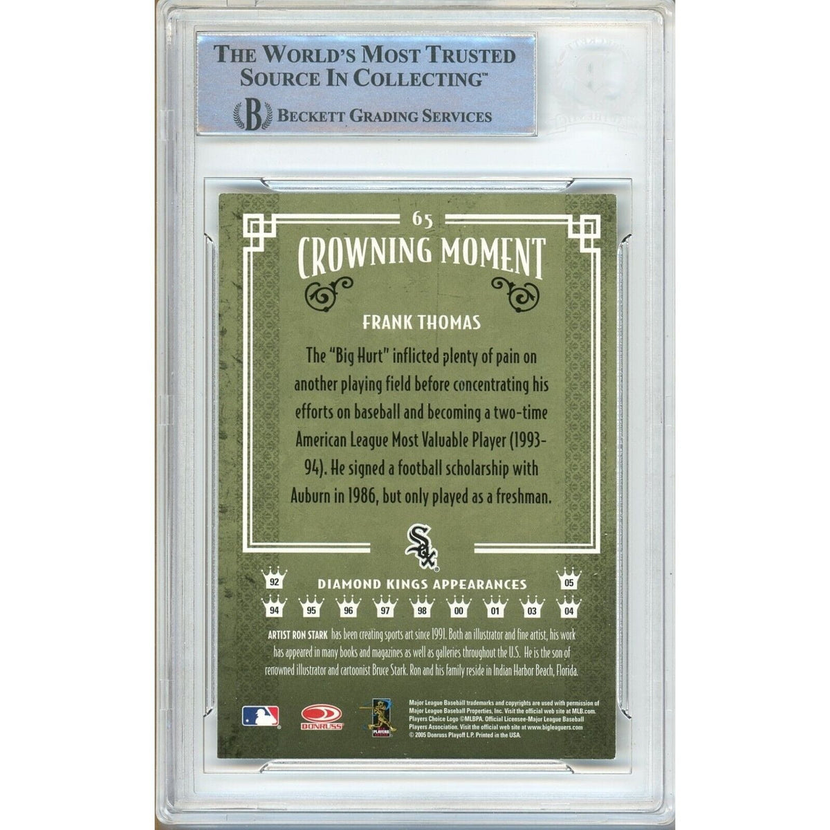 Frank Thomas Donruss Diamond Kings Signed Trading Card Beckett BAS
