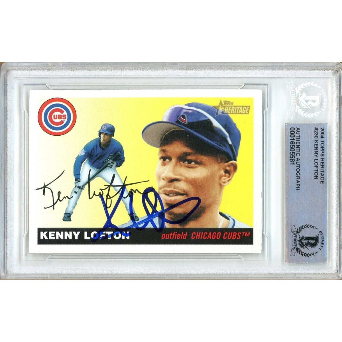 Kenny Lofton Topps Heritage Autographed Trading Card Beckett BAS