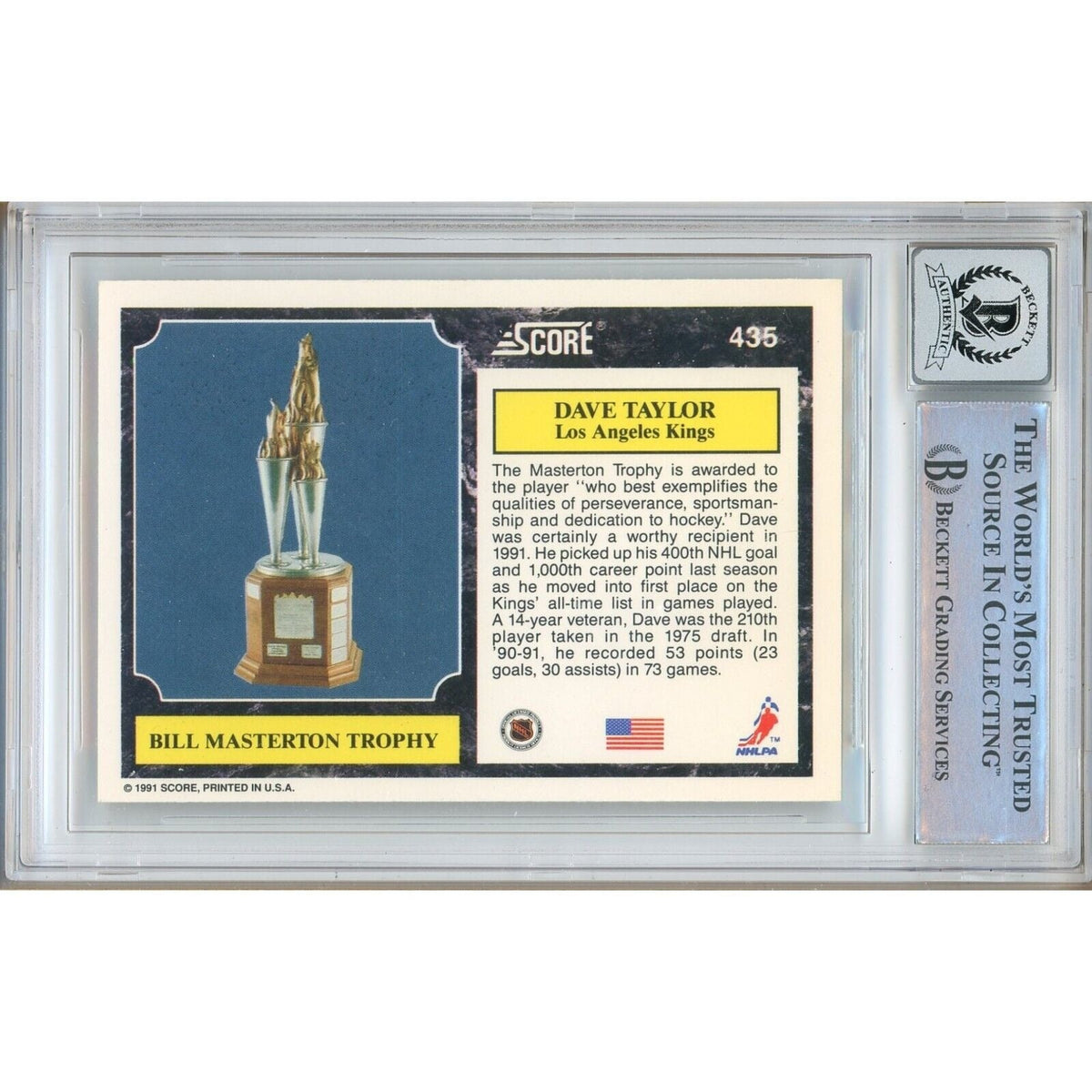 Dave Taylor Los Angeles Kings Signed Trading Card Beckett BGS