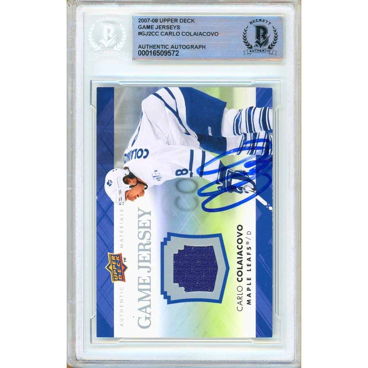 Carlo Colaiacovo Upper Deck Game Jerseys Signed Trading Card Beckett BAS