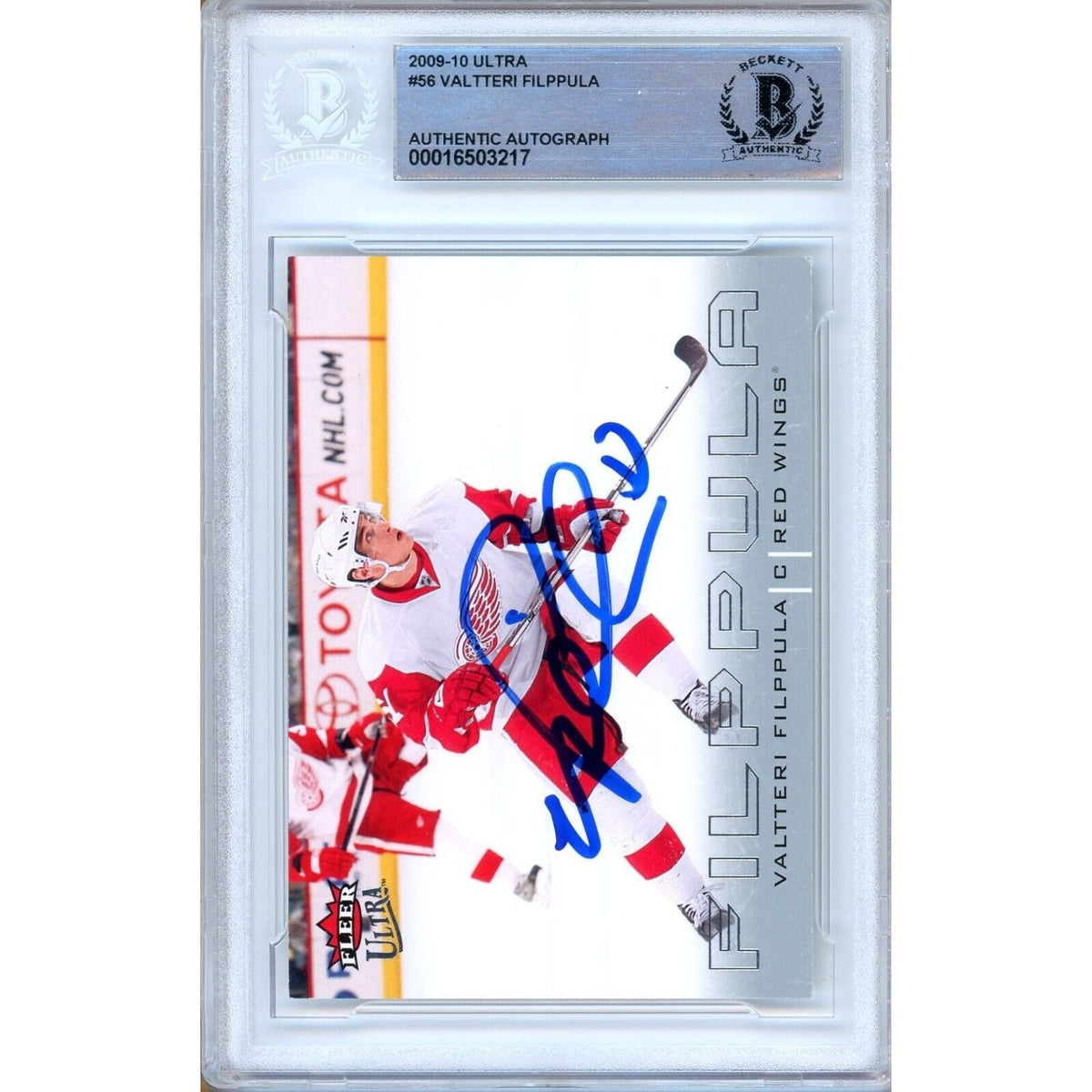 Valtteri Filppula Detroit Red Wings Signed Trading Card Beckett BAS