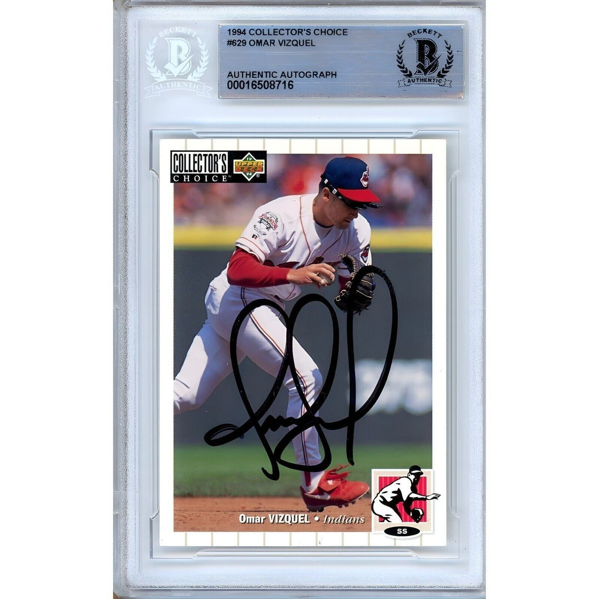 Omar Vizquel Cleveland Indians Signed Autographed Trading Card Beckett BAS