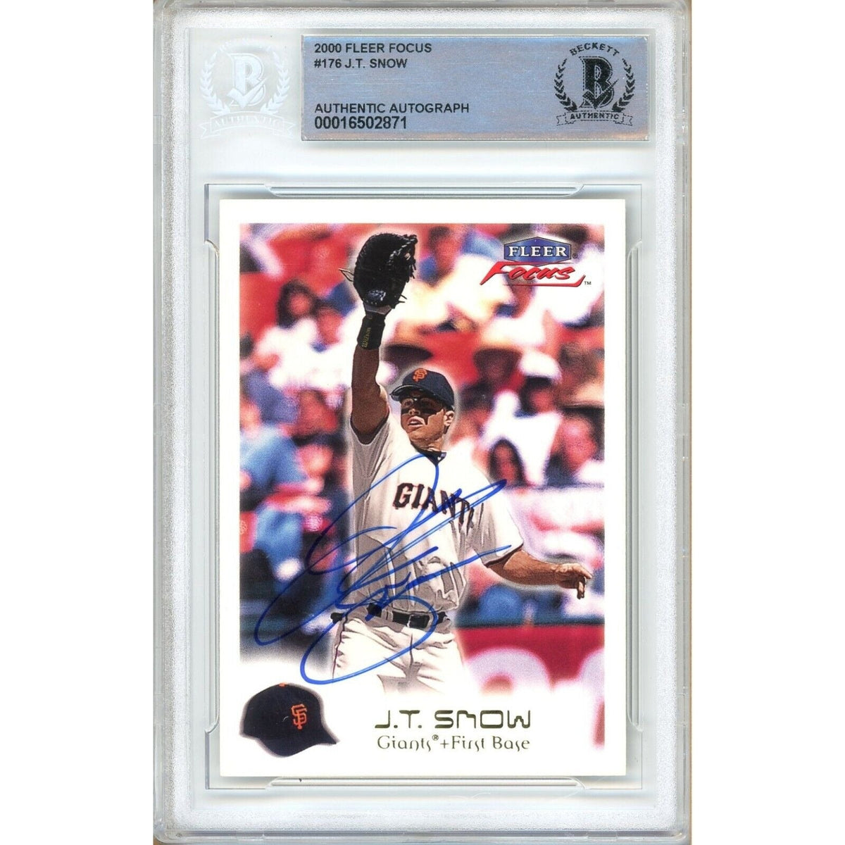 Jt Snow Fleer Focus Autographed Trading Card Beckett BAS
