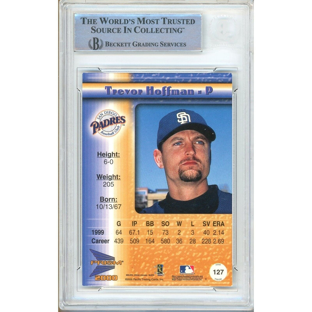 Trevor Hoffman San Diego Padres Signed Trading Card Beckett BAS