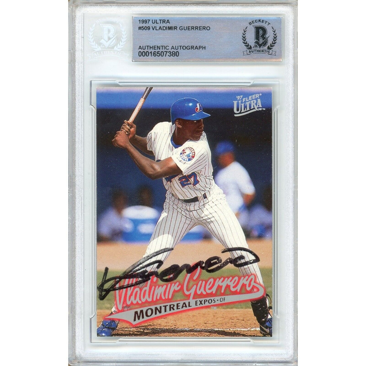 Vladimir Guerrero Montreal Expos Signed Autographed Trading Card Beckett BAS