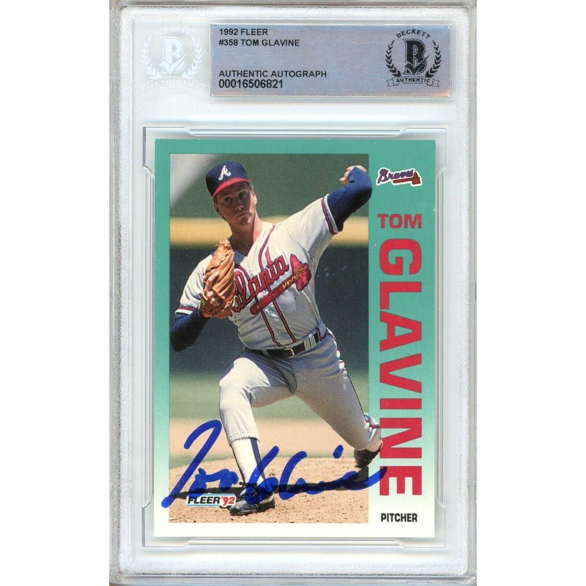 Tom Glavine Atlanta Braves Signed Autographed Trading Card Beckett BAS