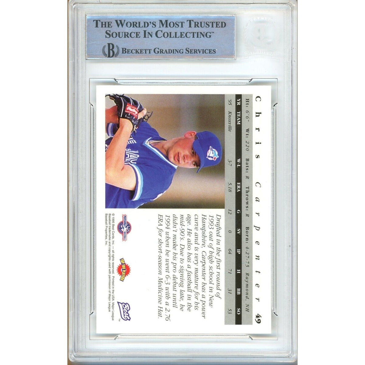 Chris Carpenter Team Best Autograph Trading Card Beckett BAS