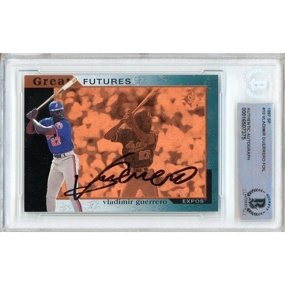 Vladimir Guerrero Montreal Expos Signed Autographed Trading Card Beckett BAS