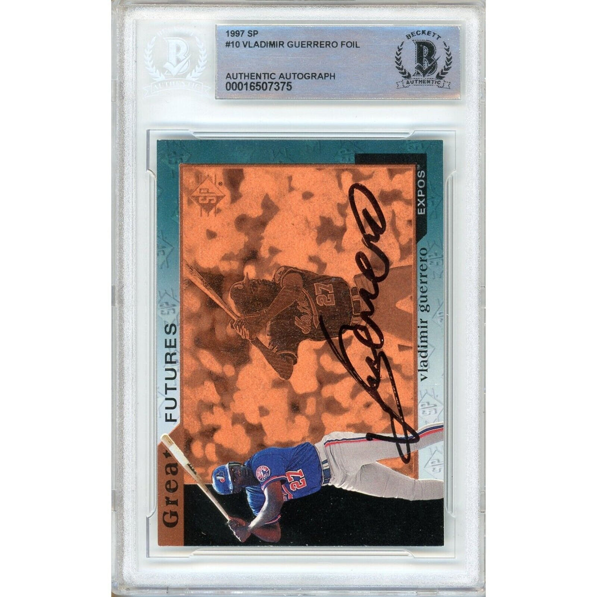 Vladimir Guerrero Montreal Expos Signed Trading Card Beckett BAS