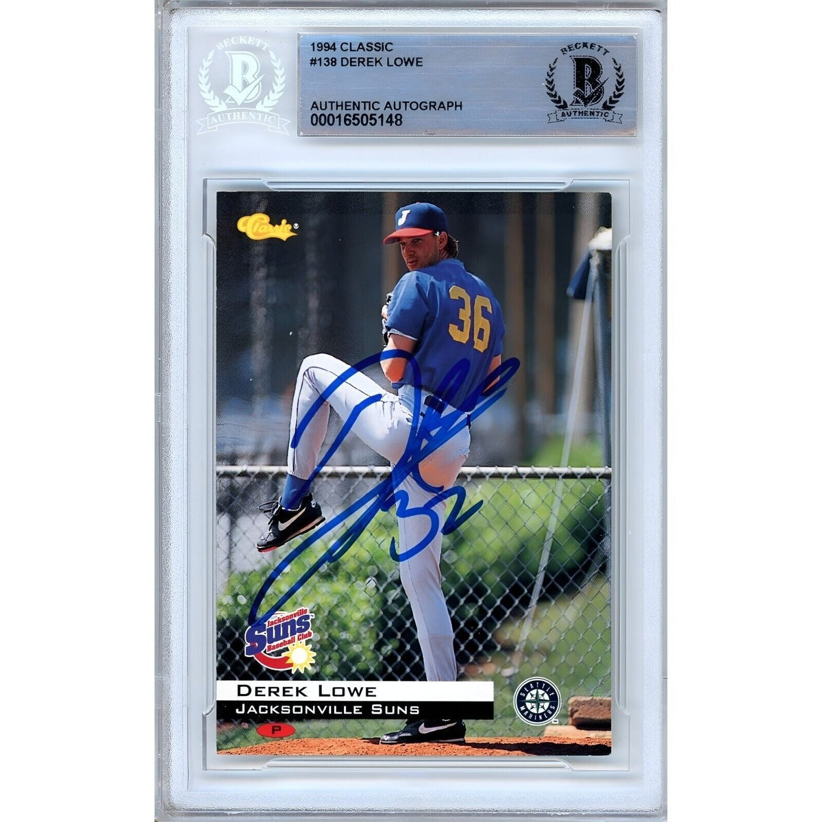 Derek Lowe Autographed Trading Card Beckett BAS