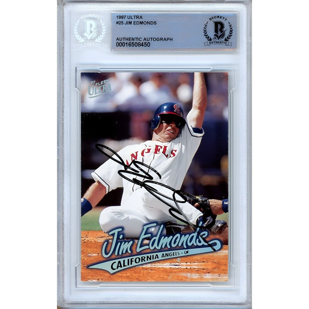 Jim Edmonds California Angels Autographed Trading Card Beckett BAS