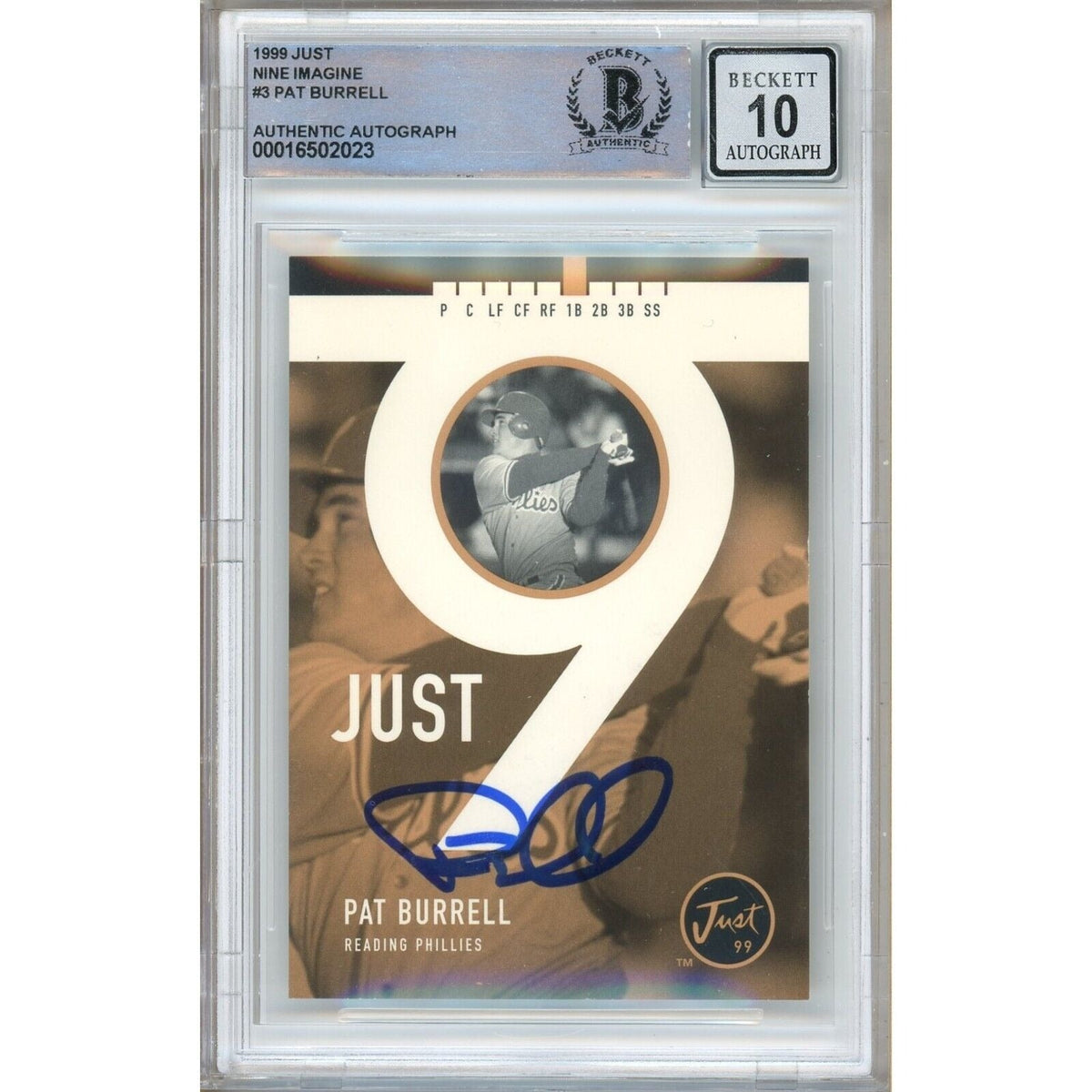 Pat Burrell Philadelphia Phillies Signed Autographed Trading Card Beckett BGS