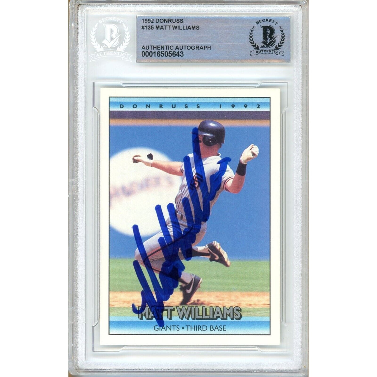 Matt Williams San Francisco Giants Autographed Trading Card Beckett BAS