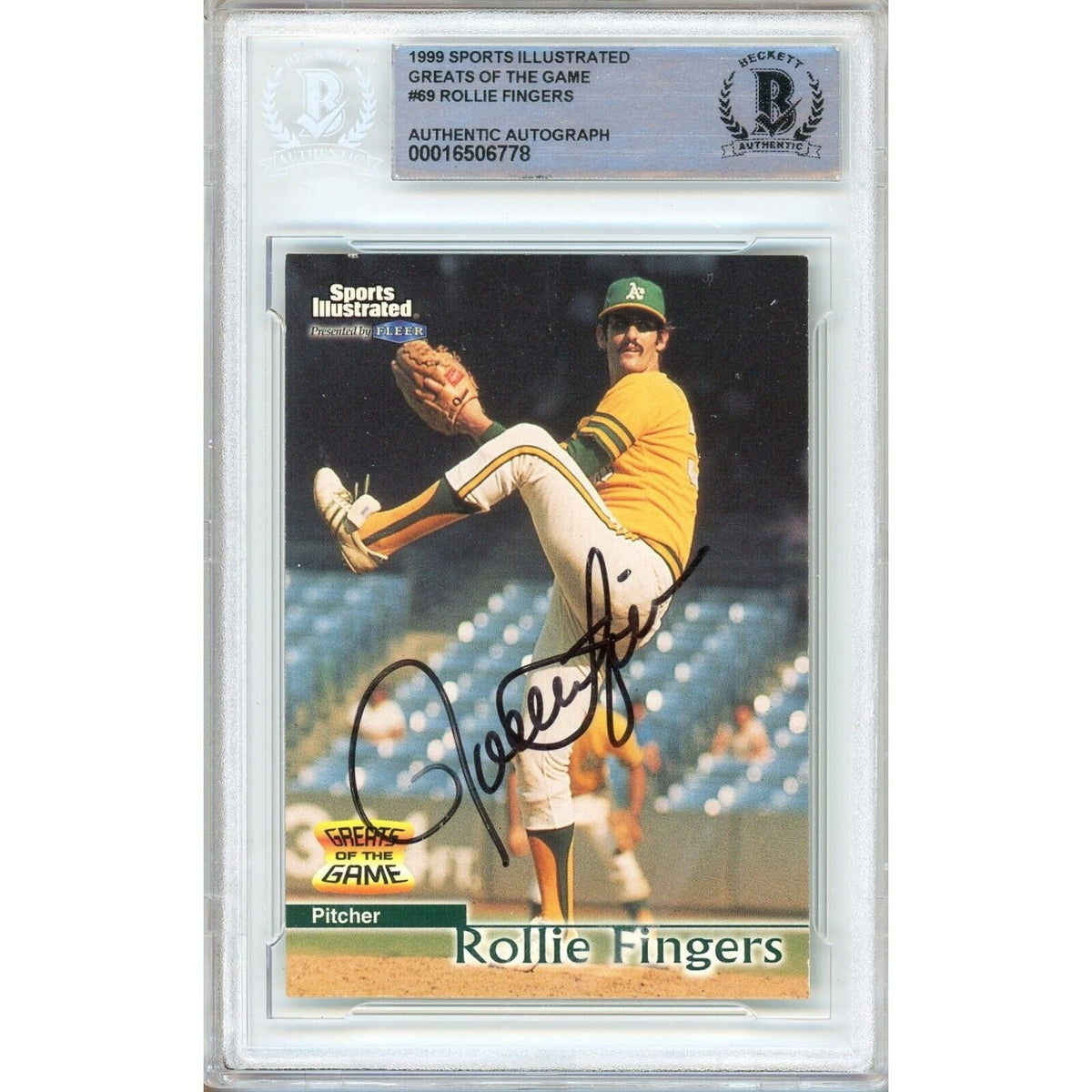 Rollie Fingers Signed Oakland Athletics Autographed Trading Card Beckett BAS