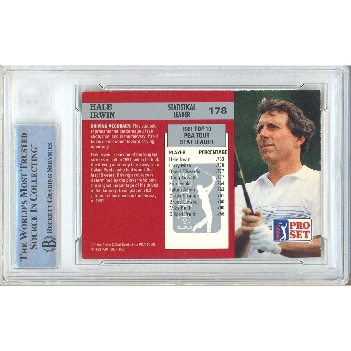 Hale Irwin Pro Set Stat Leaders Signed Trading Card Beckett BAS