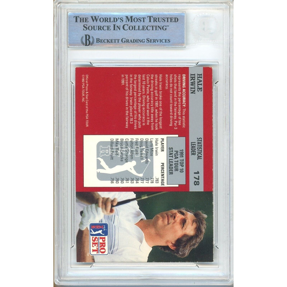 Hale Irwin Pro Set Stat Leaders Autograph Trading Card Beckett BAS
