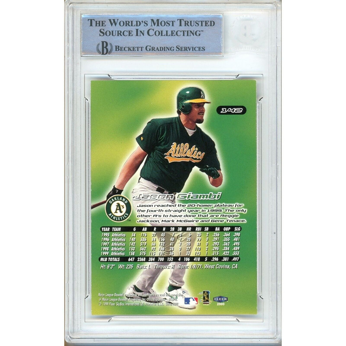 Jason Giambi Fleer Ultra Signed Trading Card Beckett BAS