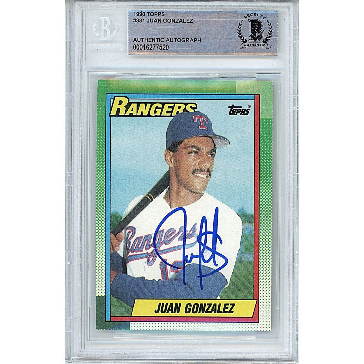 Juan Gonzalez Texas Rangers Autographed Trading Card Beckett BAS