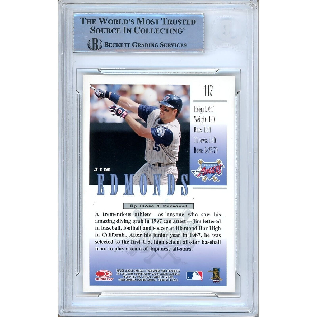 Jim Edmonds Signed Trading Card Beckett BAS