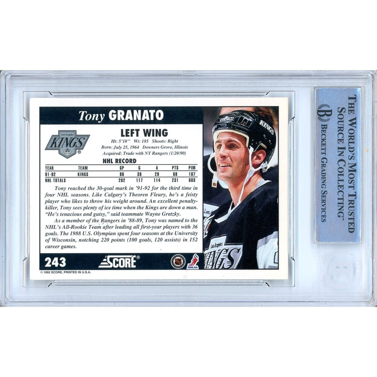 Tony Granato Los Angeles Kings Signed Trading Card Beckett BAS