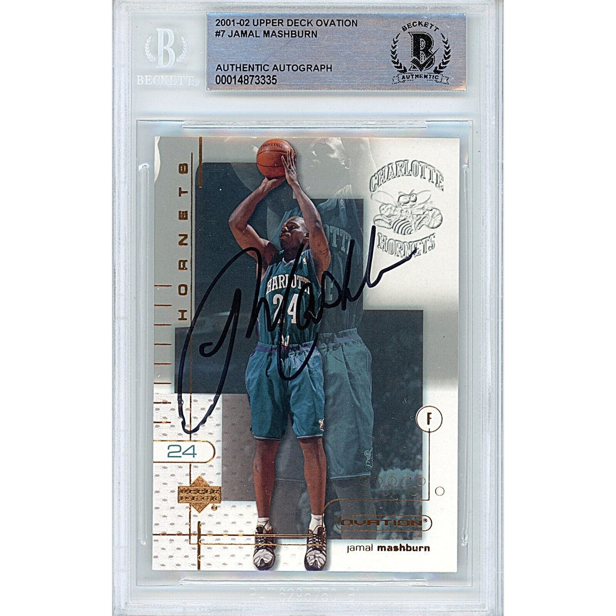 Jamal Mashburn Upper Deck Ovation Autographed Trading Card Beckett BAS