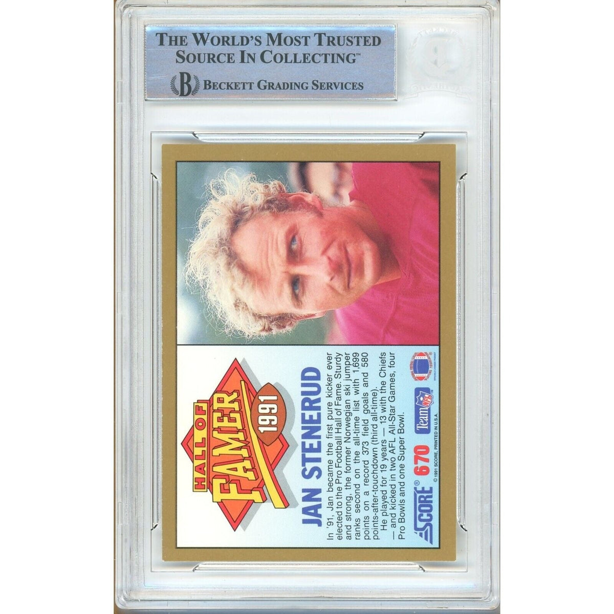Jan Stenerud Kansas City Chiefs Autograph Trading Card Beckett BAS