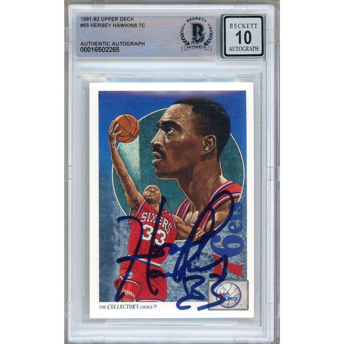 Hersey Hawkins Upper Deck Autographed Trading Card Beckett BGS
