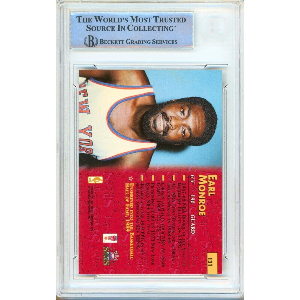 Earl Monroe Topps Stars Autograph Trading Card Beckett BAS