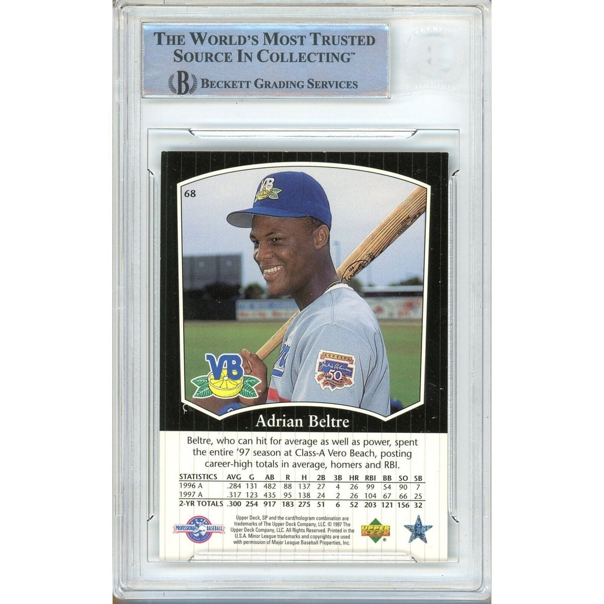 Adrian Beltre Top Prospects Signed Trading Card Beckett BAS