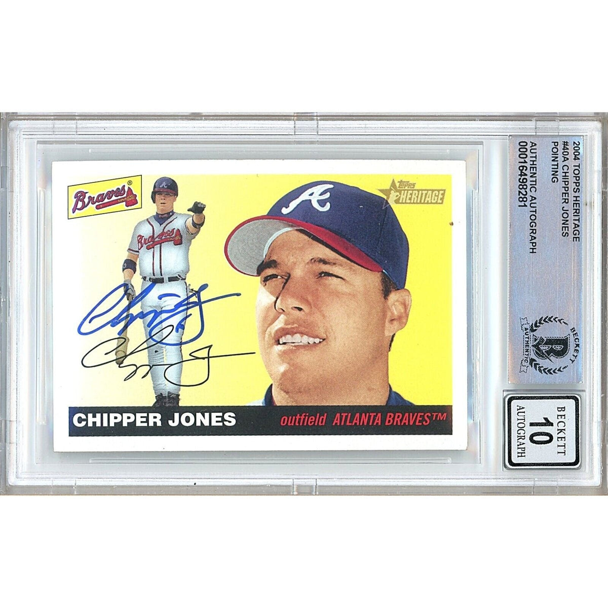 Chipper Jones Atlanta Braves Autographed Trading Card Beckett BGS