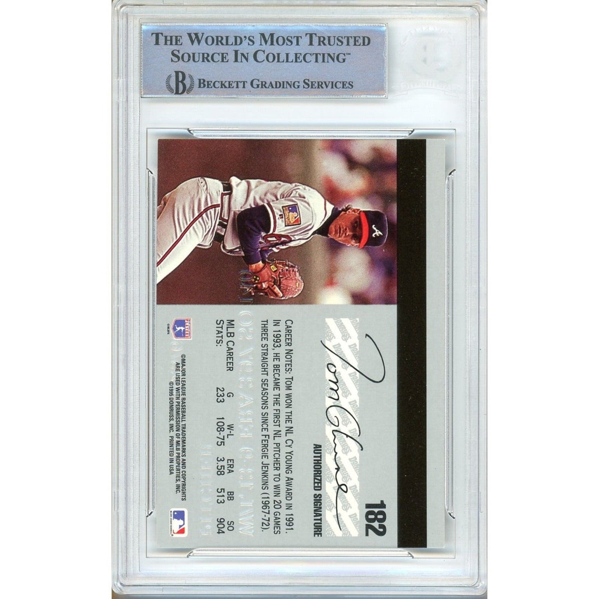 Tom Glavine Atlanta Braves Signed Auto Trading Card Beckett BAS