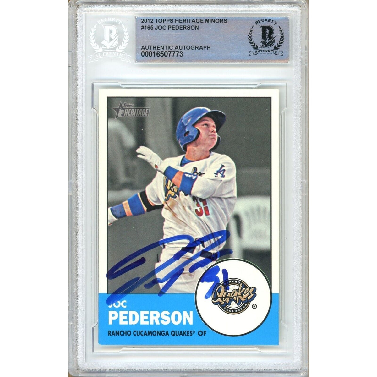 Joc Pederson Autographed Trading Card Beckett BAS