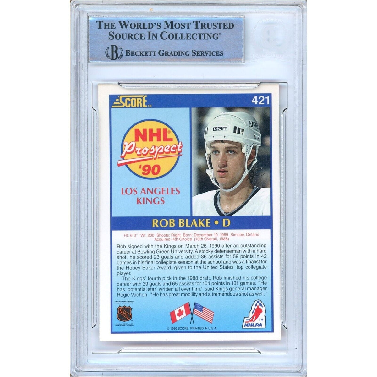 Rob Blake Los Angeles Kings Signed Trading Card Beckett BAS