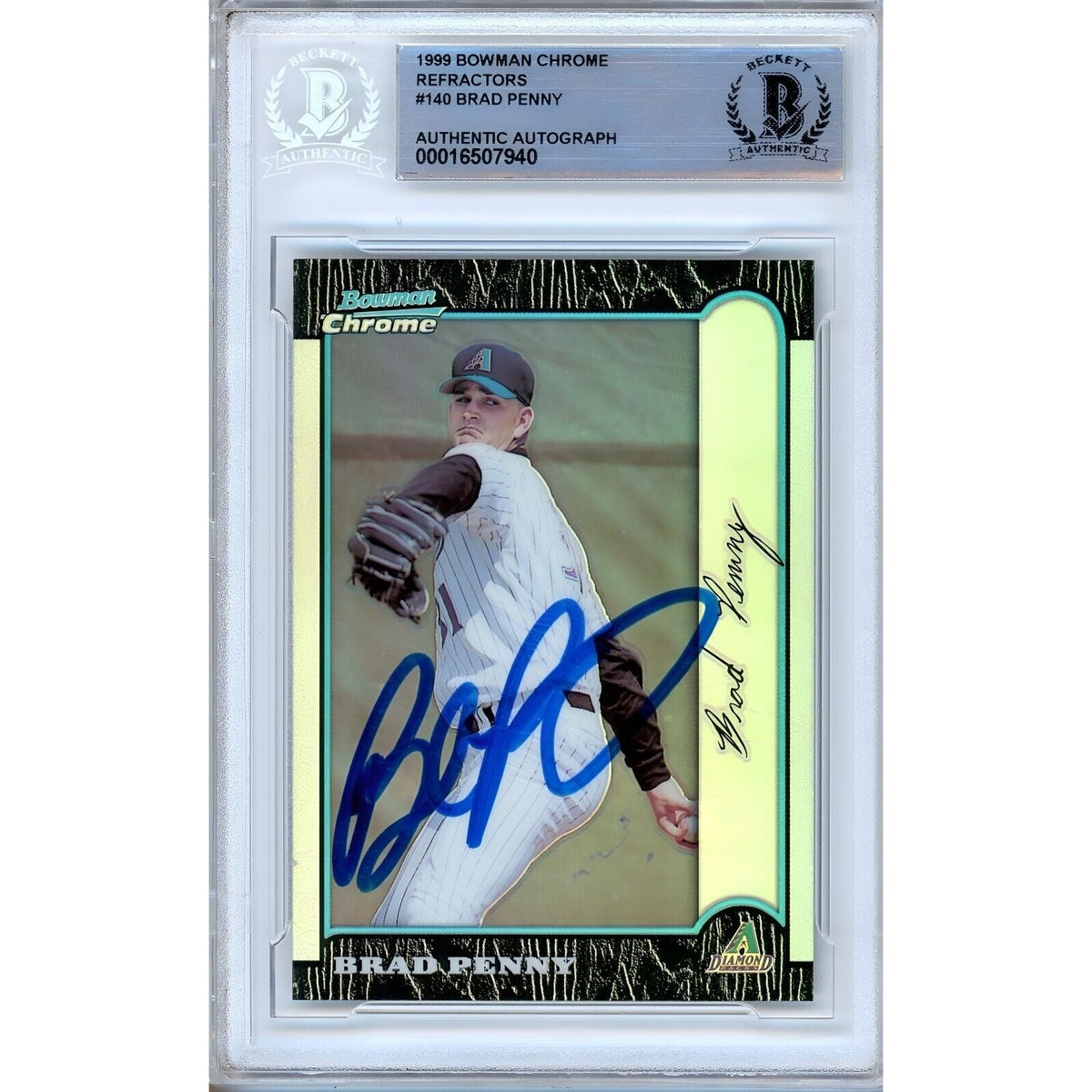 Brad Penny Bowman Chrome Refractor Autographed Trading Card Beckett BAS